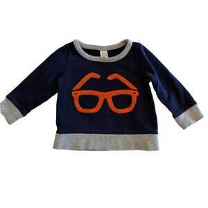 Baby GAP Navy Blue Orange Glasses Cotton Sweatshirt 18-24 MO